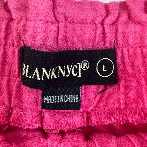 BLANK NYC Womens Linen Blend Elastic Waist Shorts Loose Baggy‎ Barbie Pink Sz L - Picture 4 of 5